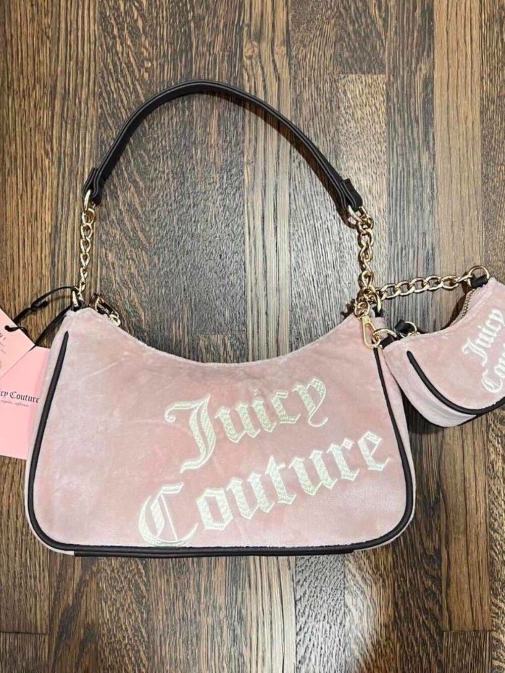 juicy couture “better together” hobo bag in dusty blush / chocolate y2k NWT